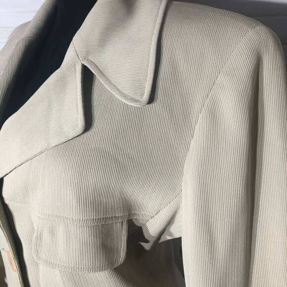 Vintage 80s Garfield & Marks Blazer Large Buttons Faux Front Pockets Beige 6 - Picture 14 of 15